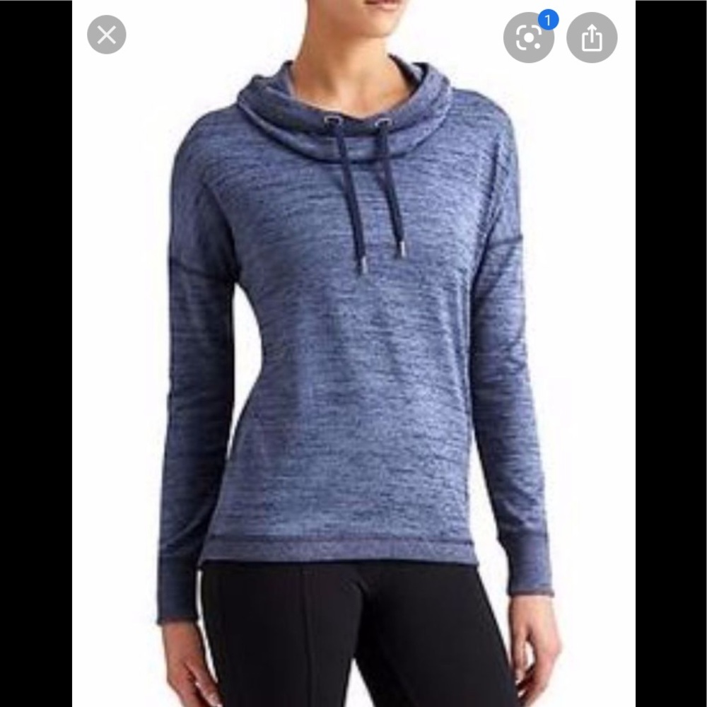 ATHLETA | Hoodie Cowl Neck Zipper Pocket Pullover Top